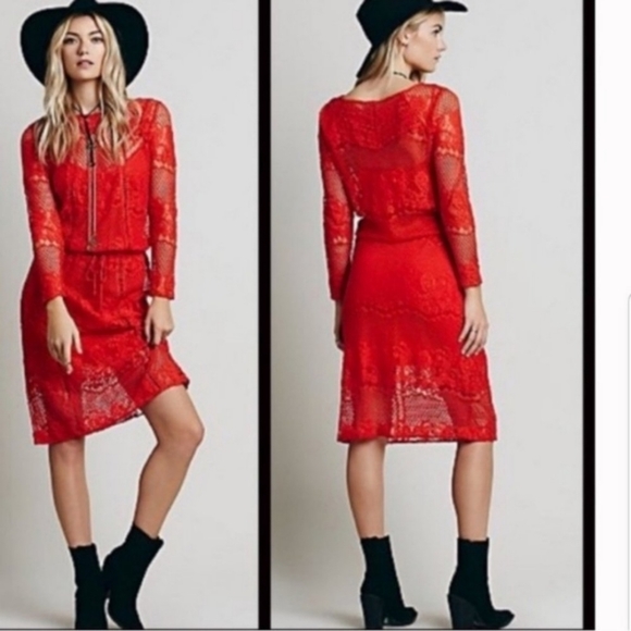 Free People Scarlet Lace Midi Dress - Picture 1 of 7